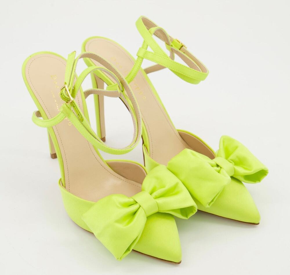 New Dee Ocleppo satin Fondo bow lime heels sz 40